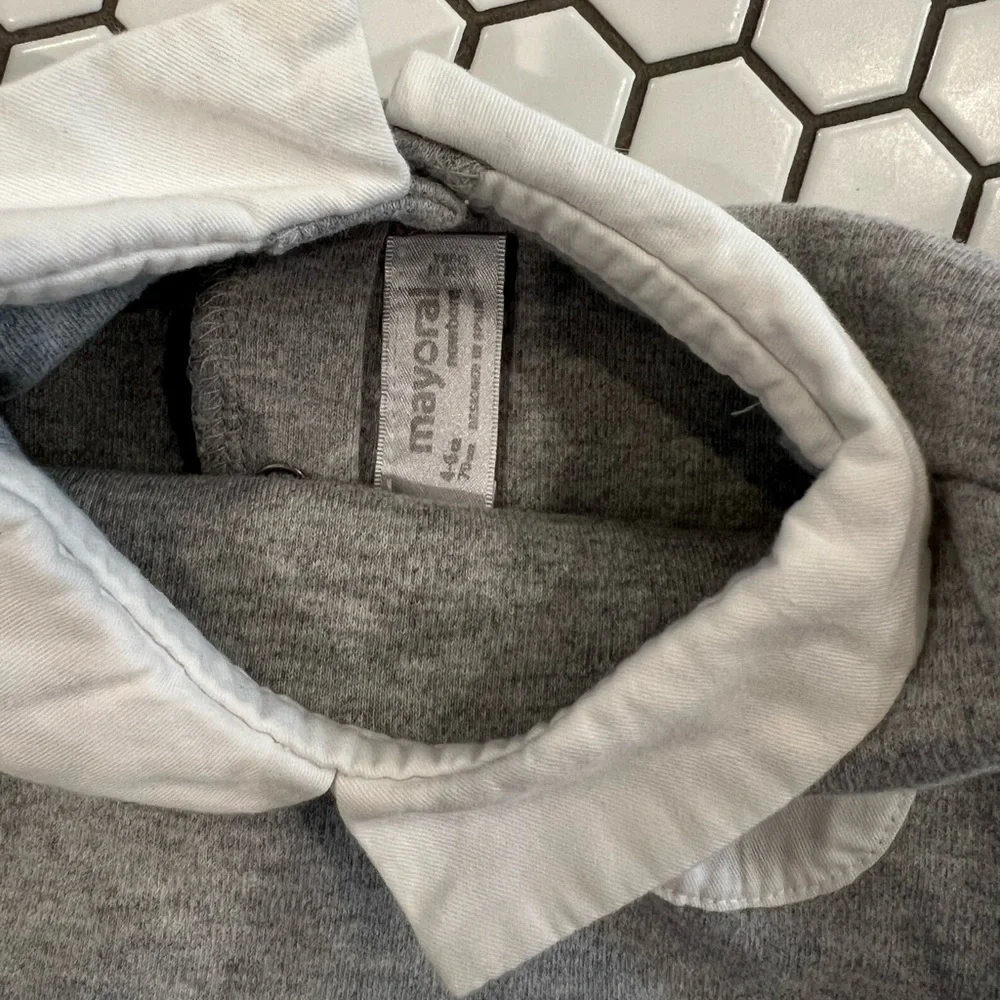 Mayoral Peter Pan Collar One Piece - grey & white, 4-6 months - Picture 2 of 3
